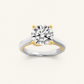 2.5CT Round Cut Lab Grown Diamond Two Tone Cathedral Shank Engagement Ring