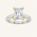 2CT Radiant Cut Lab Grown Diamond Two Tone Cathedral Shank Engagement Ring