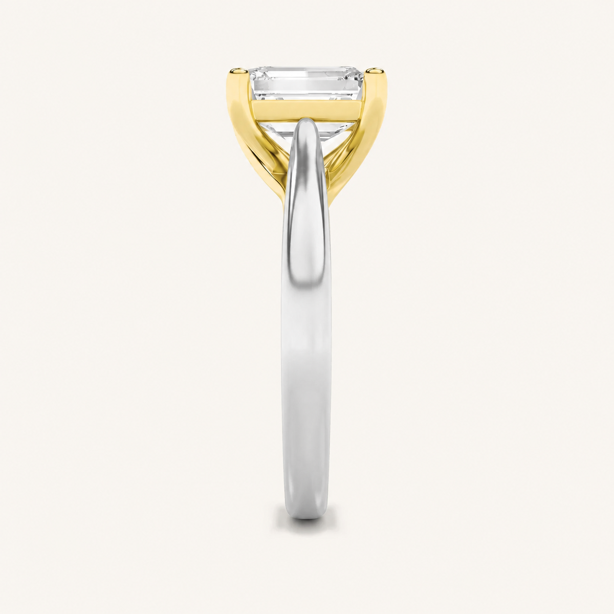 2CT Radiant Cut Lab Grown Diamond Two Tone Cathedral Shank Engagement Ring