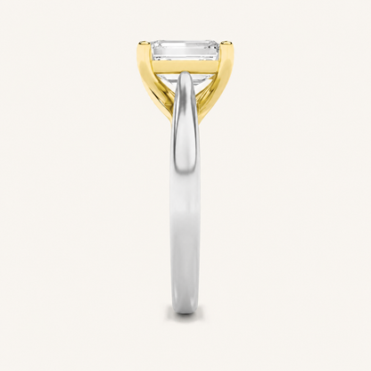 2CT Radiant Cut Lab Grown Diamond Two Tone Cathedral Shank Engagement Ring