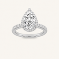 2CT Pear Cut Lab Grown Diamond Halo Accented Engagement Ring