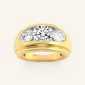 3CT Round Cut Lab Grown Diamond Men's Ring