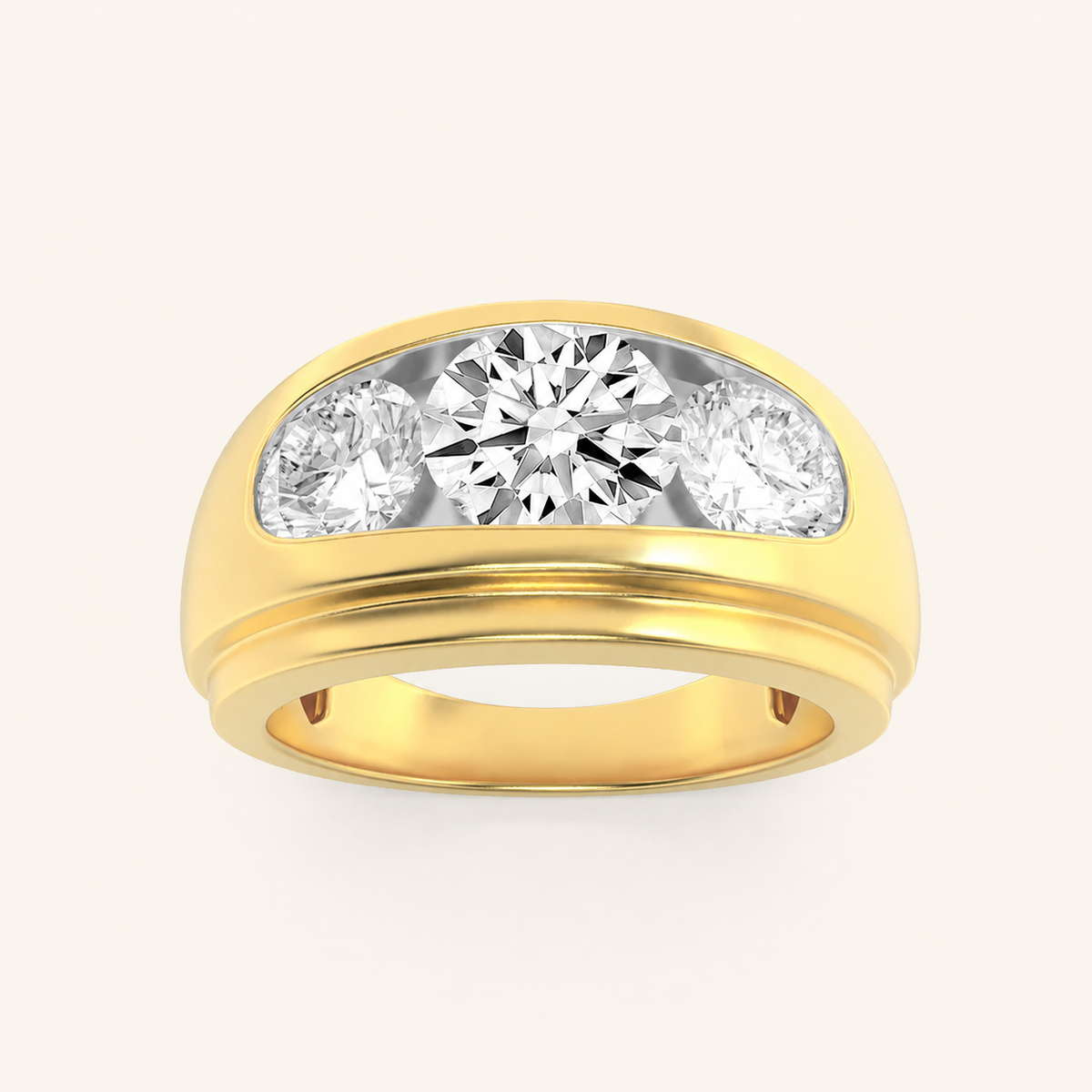 3CT Round Cut Lab Grown Diamond Men's Ring
