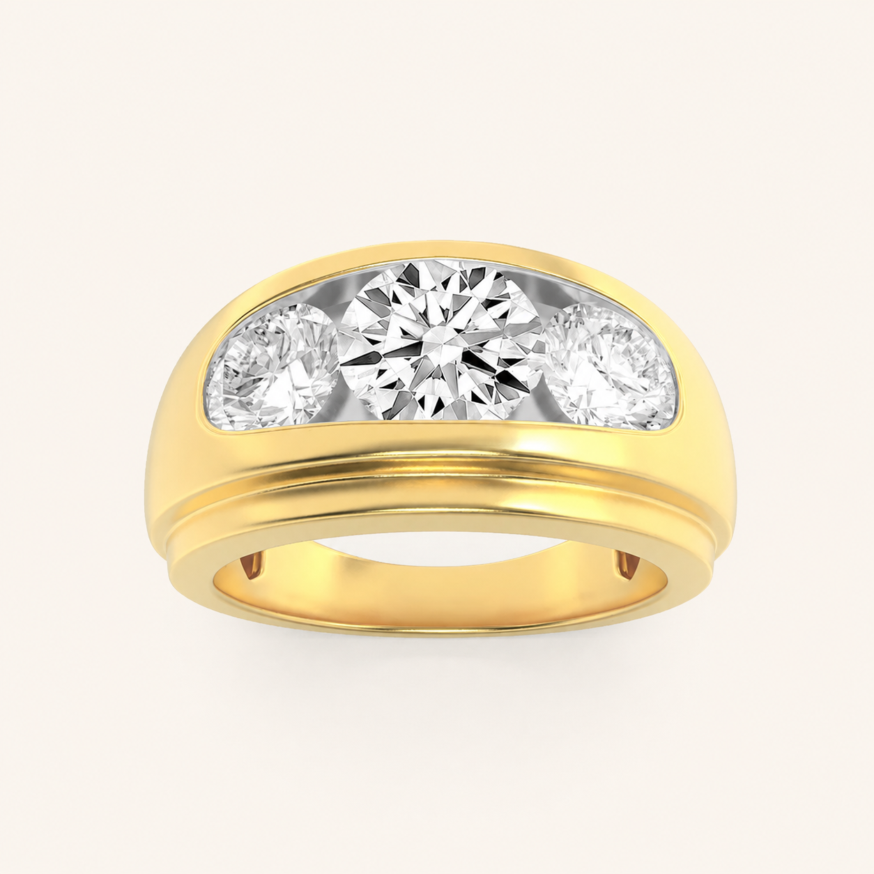 3CT Round Cut Lab Grown Diamond Men's Ring