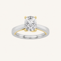 2CT Oval Cut Lab Grown Diamond Two Tone Twisted Basket Cathedral Shank Solitaire Ring