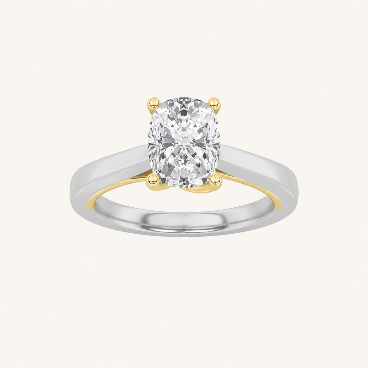 2CT Oval Cut Lab Grown Diamond Two Tone Twisted Basket Cathedral Shank Solitaire Ring