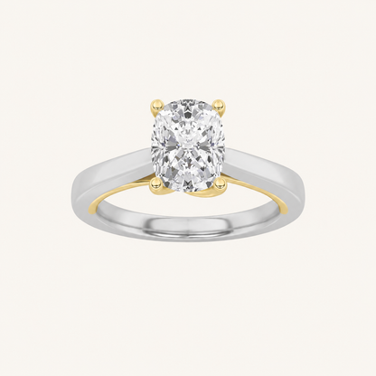 2CT Oval Cut Lab Grown Diamond Two Tone Twisted Basket Cathedral Shank Solitaire Ring