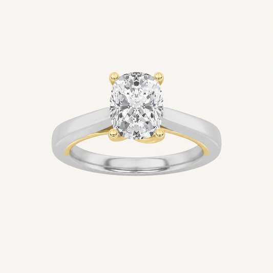 2CT Oval Cut Lab Grown Diamond Two Tone Twisted Basket Cathedral Shank Solitaire Ring
