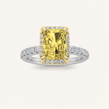 2CT Radiant Cut Lab Grown Diamond Halo Accented Engagement Ring