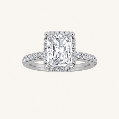 2CT Radiant Cut Lab Grown Diamond Halo Accented Engagement Ring
