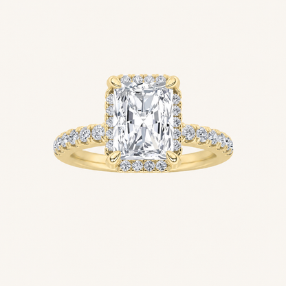 2CT Radiant Cut Lab Grown Diamond Halo Accented Engagement Ring