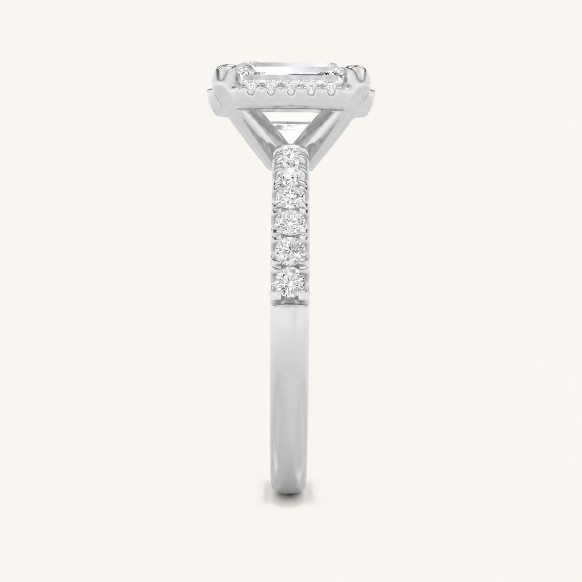 2CT Radiant Cut Lab Grown Diamond Halo Accented Engagement Ring