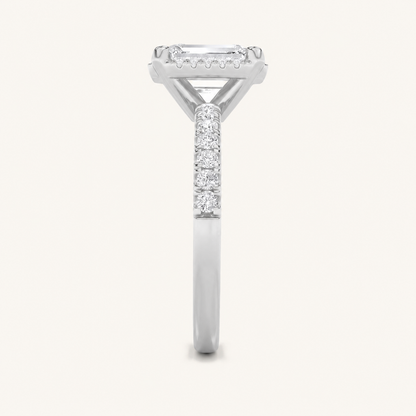 2CT Radiant Cut Lab Grown Diamond Halo Accented Engagement Ring