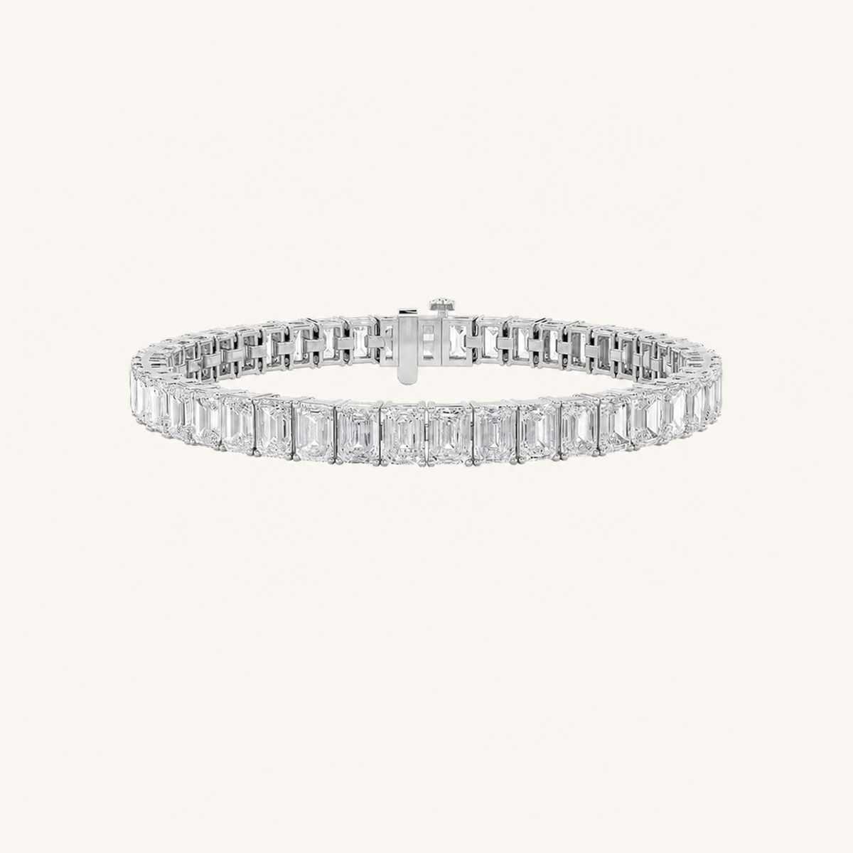 18.5CT Emerald Cut Lab Grown Diamond Tennis Bracelet