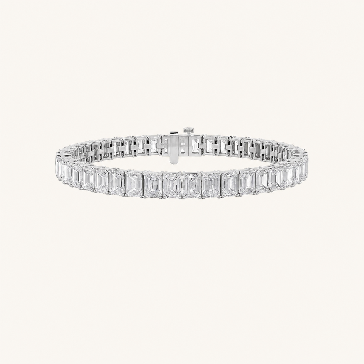 18.5CT Emerald Cut Lab Grown Diamond Tennis Bracelet