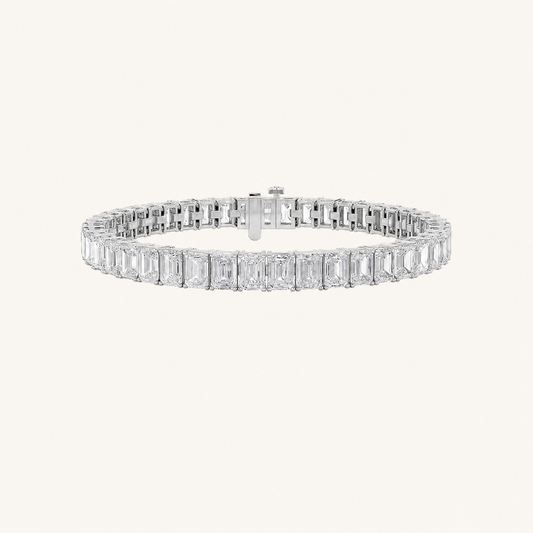18.5CT Emerald Cut Lab Grown Diamond Tennis Bracelet