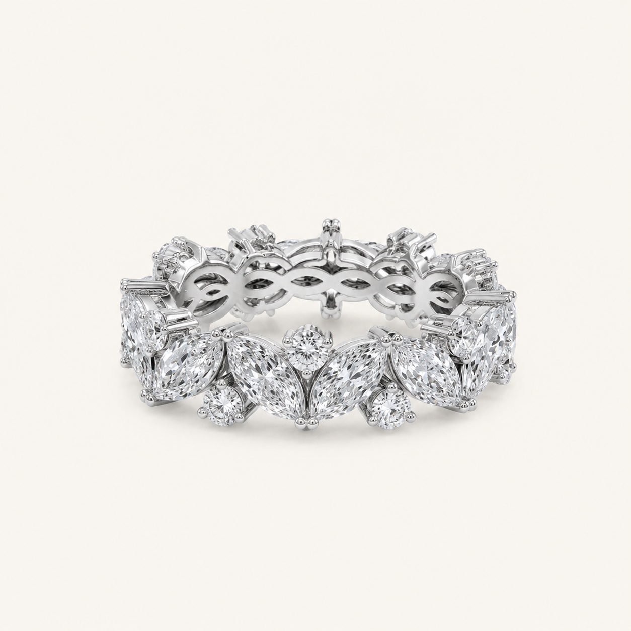 3CT Marquise Cut Lab Grown Diamond Eternity Band Ring