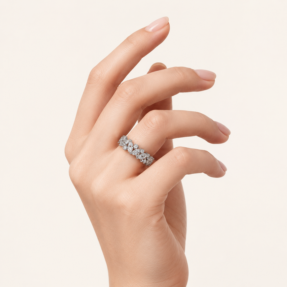 3CT Marquise Cut Lab Grown Diamond Eternity Band Ring