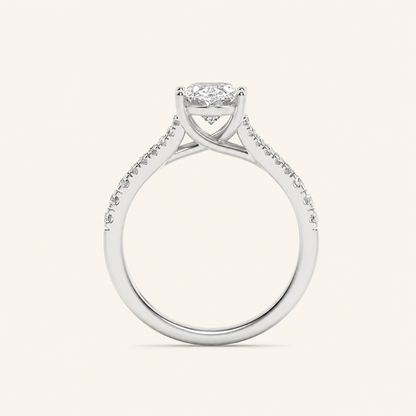 2CT Oval Cut Lab Grown Diamond Split Shank Trellis Engagement Ring