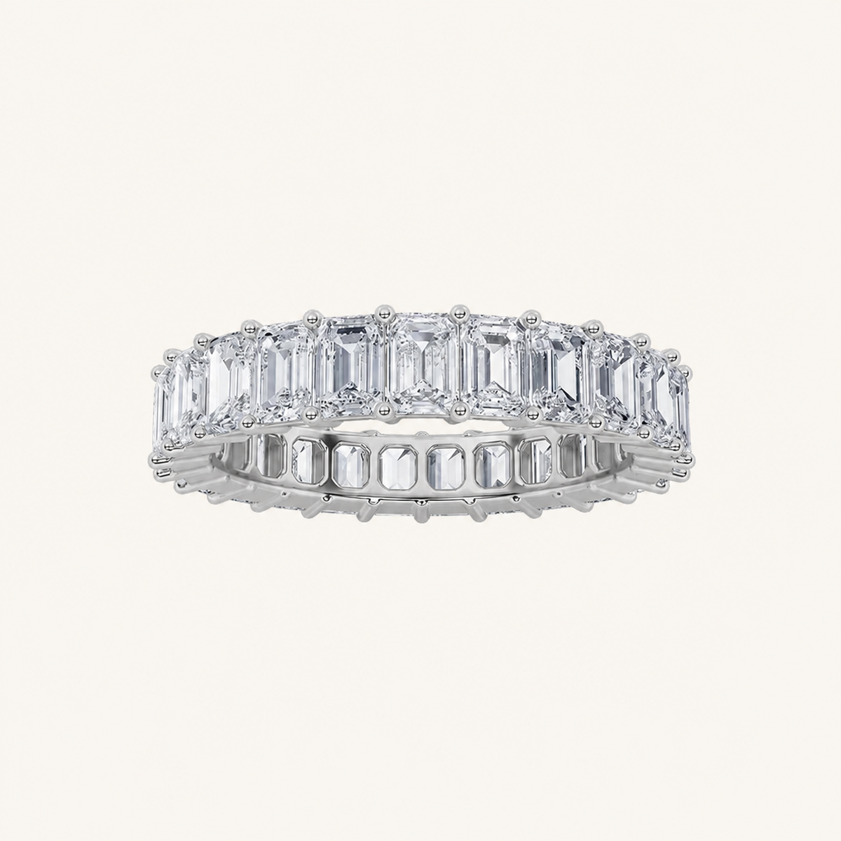 3.50 CT Emerald Cut Lab Grown Diamond Split Prong Eternity Ring