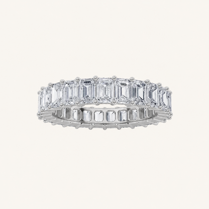 3.50 CT Emerald Cut Lab Grown Diamond Split Prong Eternity Ring