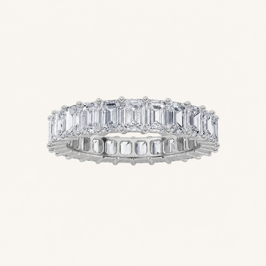 5.40 CT Emerald Cut Lab Grown Diamond Split Prong Eternity Ring