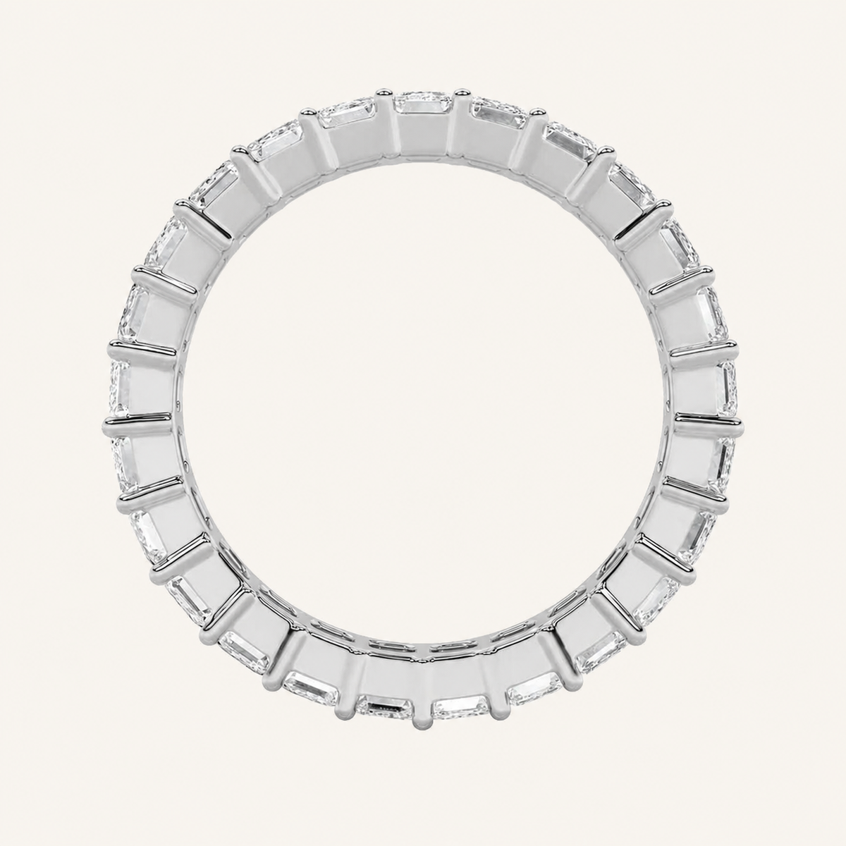 3.50 CT Emerald Cut Lab Grown Diamond Split Prong Eternity Ring