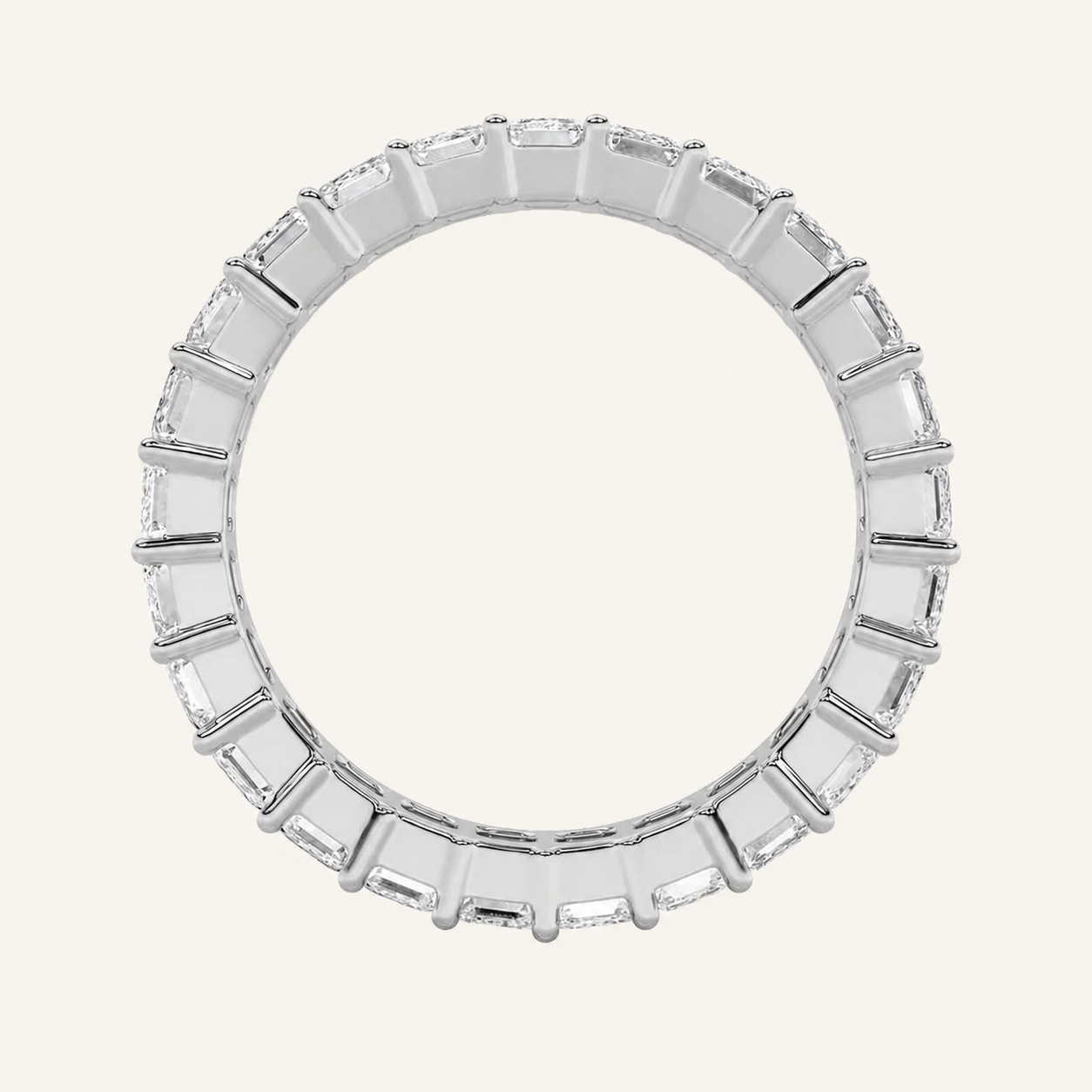 3.35CT Emerald Cut Lab Grown Diamond Eternity Band Ring