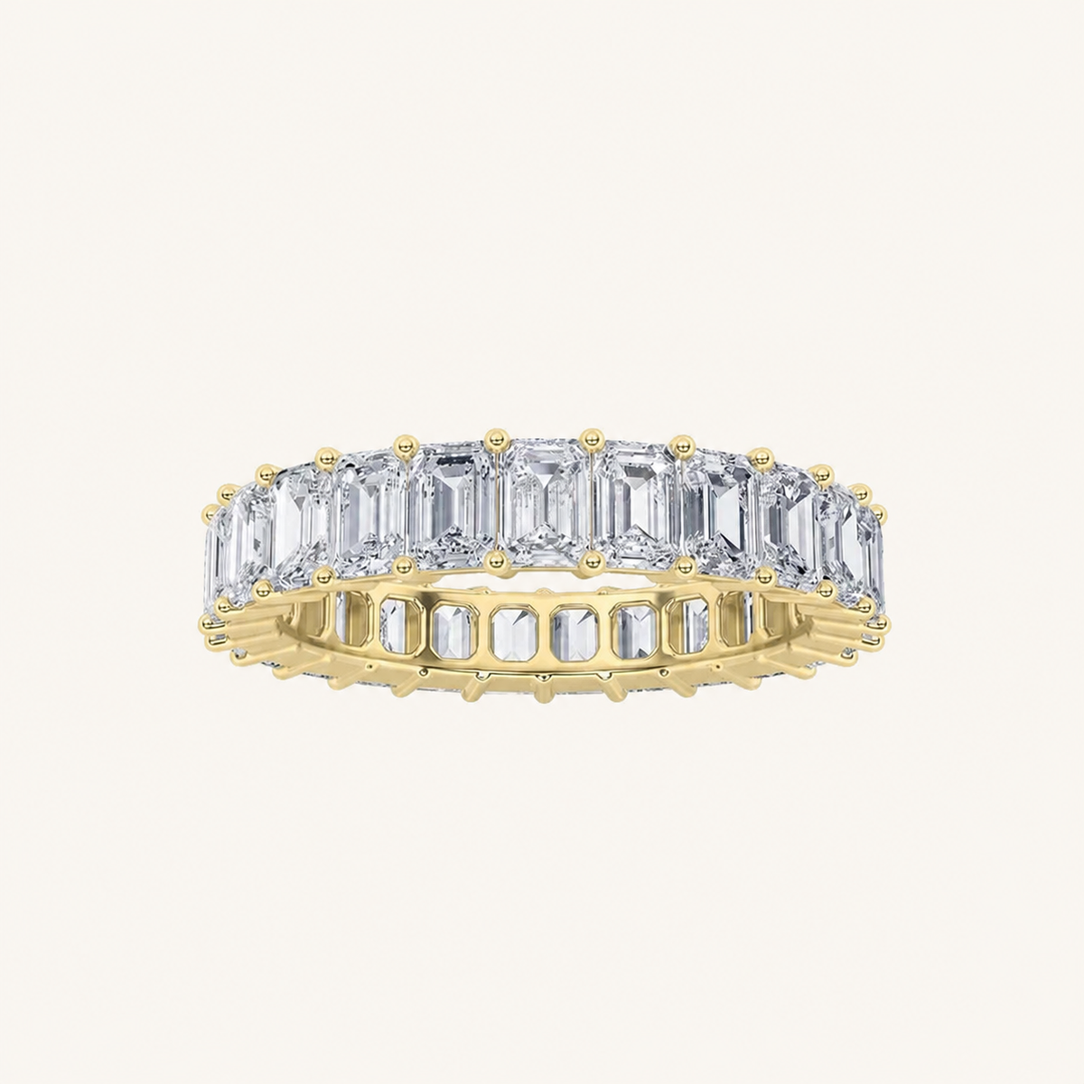 3.50 CT Emerald Cut Lab Grown Diamond Split Prong Eternity Ring