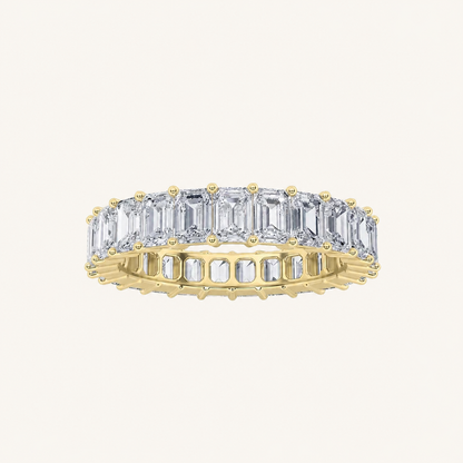 3.50 CT Emerald Cut Lab Grown Diamond Split Prong Eternity Ring