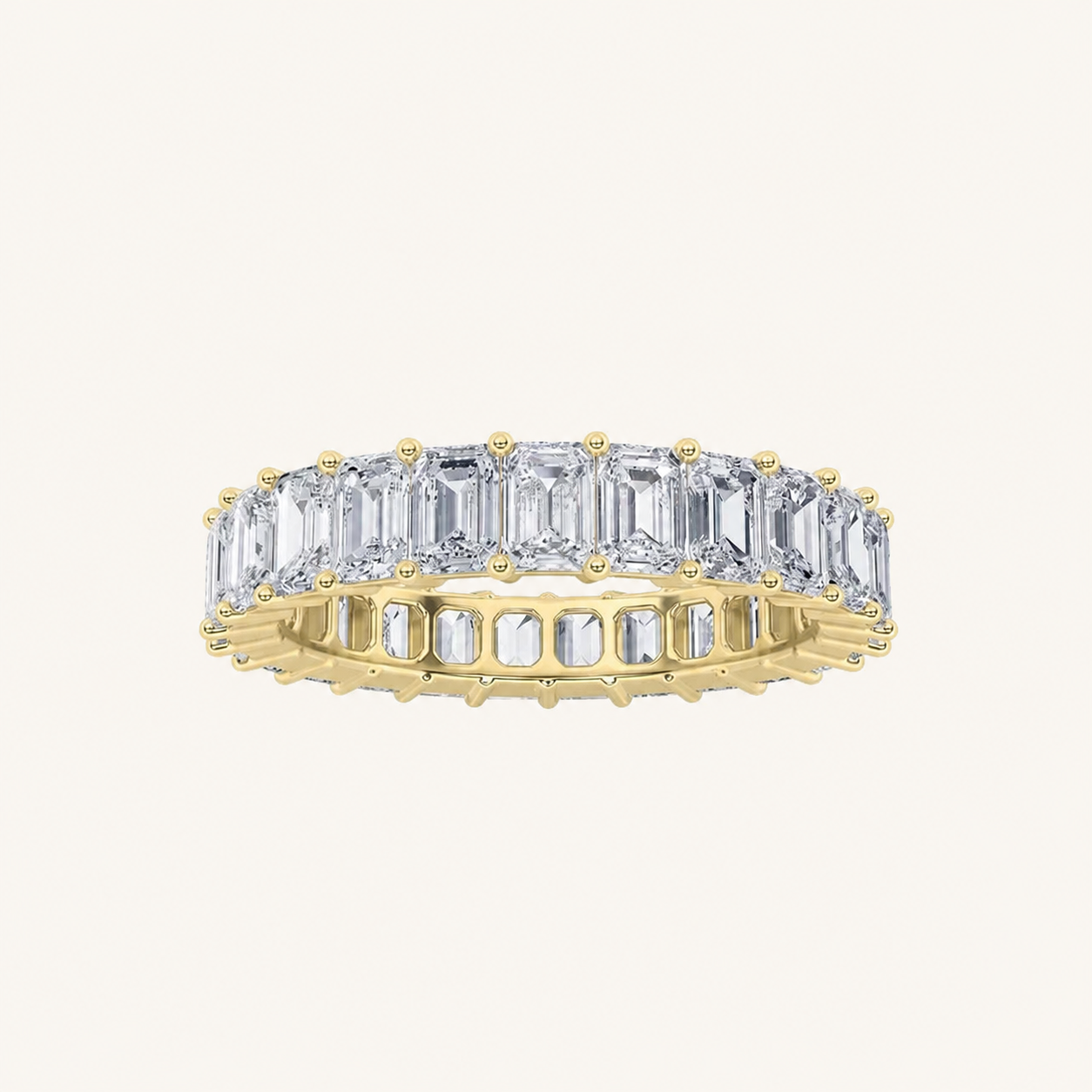 5.40 CT Emerald Cut Lab Grown Diamond Split Prong Eternity Ring