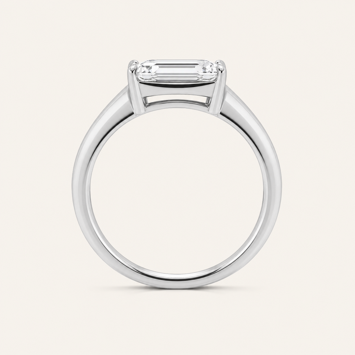 2CT Emerald Cut Lab Grown Diamond East West Solitaire Men's Ring