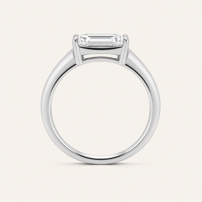 2CT Emerald Cut Lab Grown Diamond East West Solitaire Men's Ring