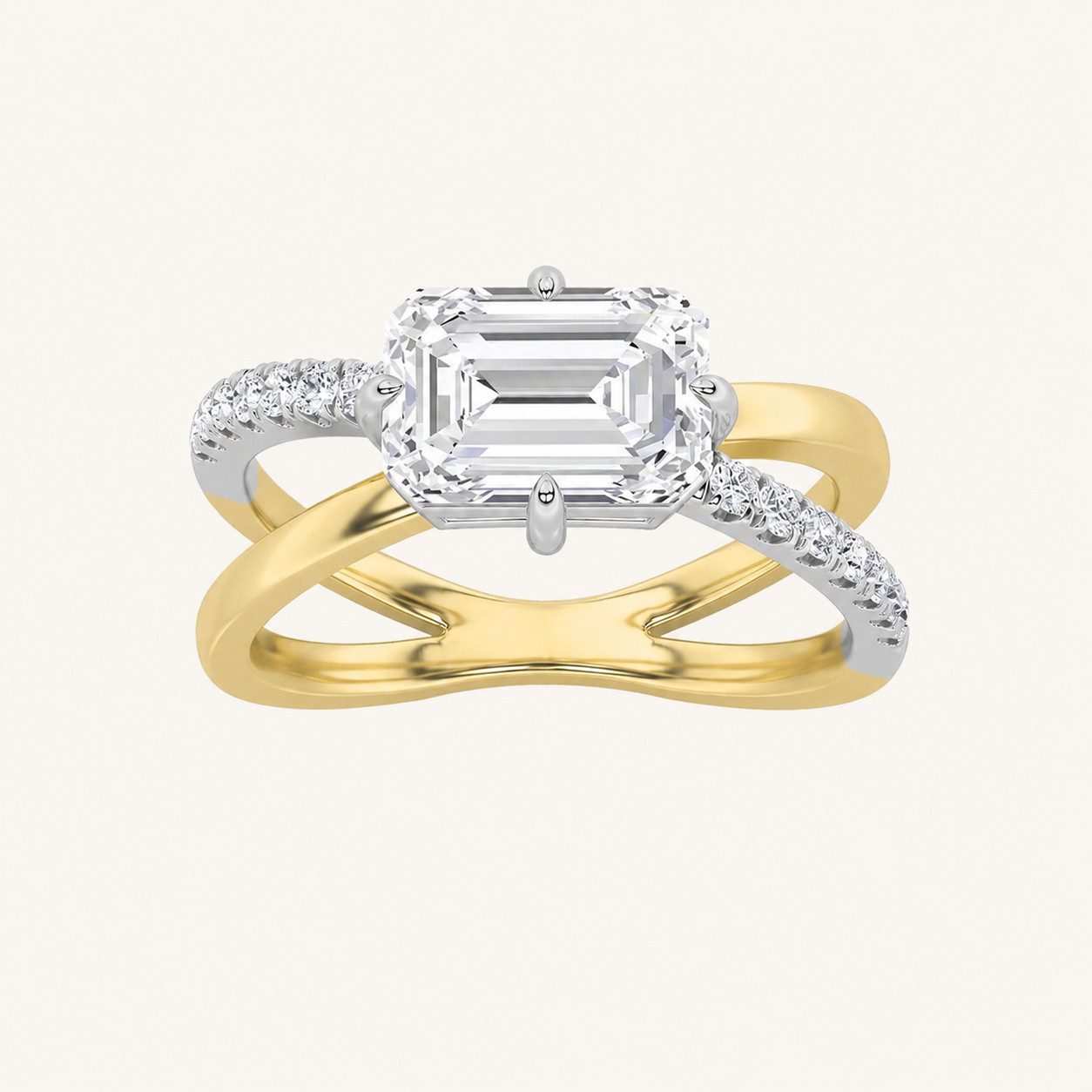2CT Emerald Cut Lab Grown Diamond Solitaire Ring
