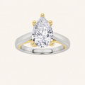 1CT Pear Cut Lab Grown Diamond Engagement Ring