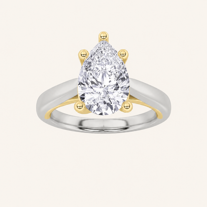 2CT Pear Cut Lab Grown Diamond Engagement Ring