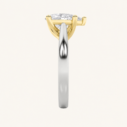 1CT Pear Cut Lab Grown Diamond Engagement Ring