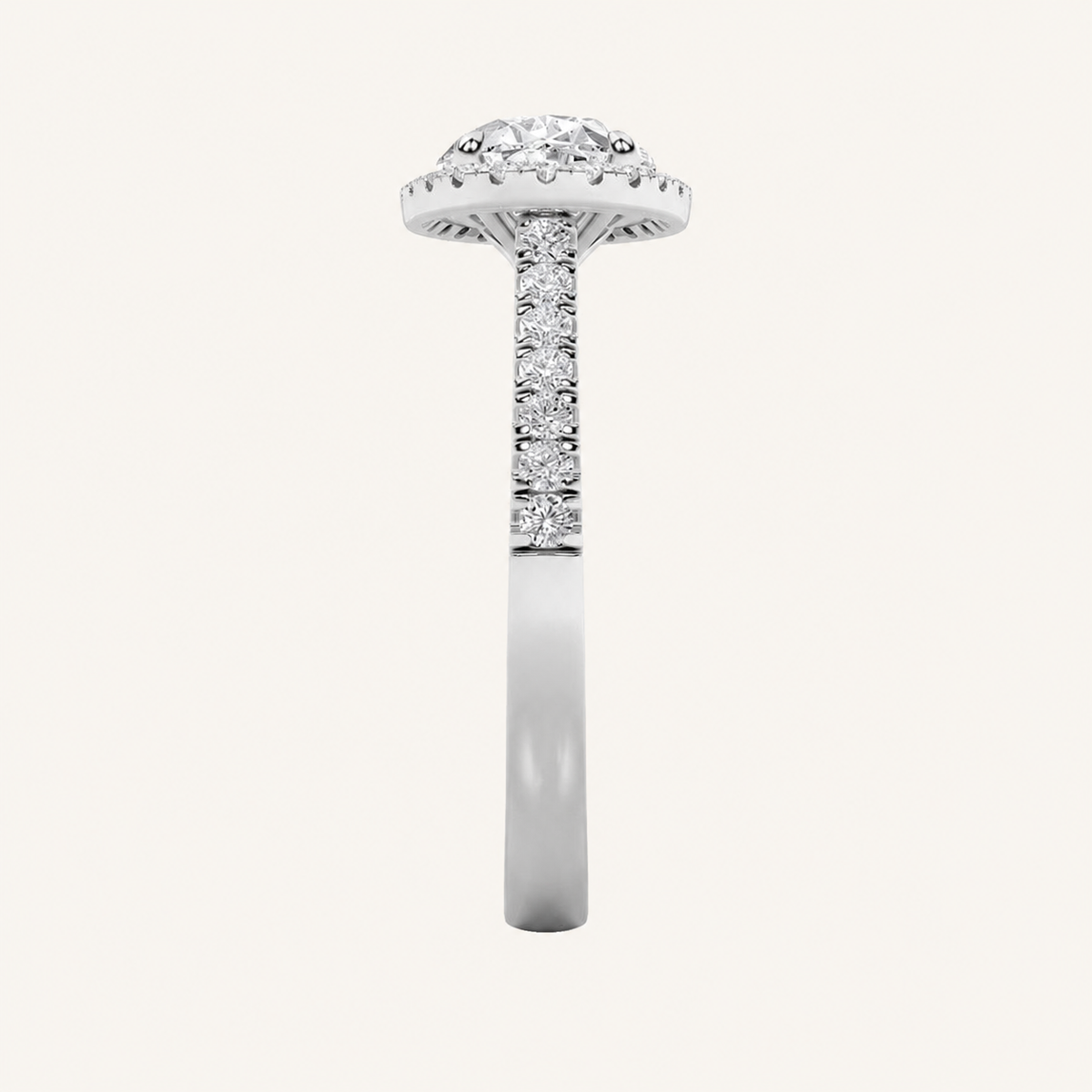2CT Oval Cut Lab Grown Diamond Halo Ring