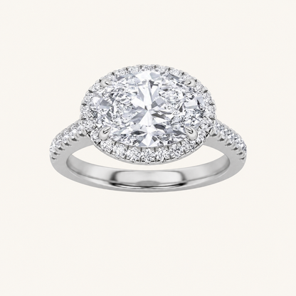 2CT Oval Cut Lab Grown Diamond Halo Ring