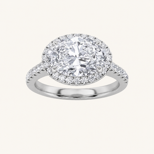 2CT Oval Cut Lab Grown Diamond Halo Ring