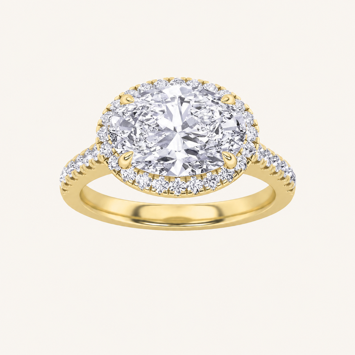 2CT Oval Cut Lab Grown Diamond Halo Ring