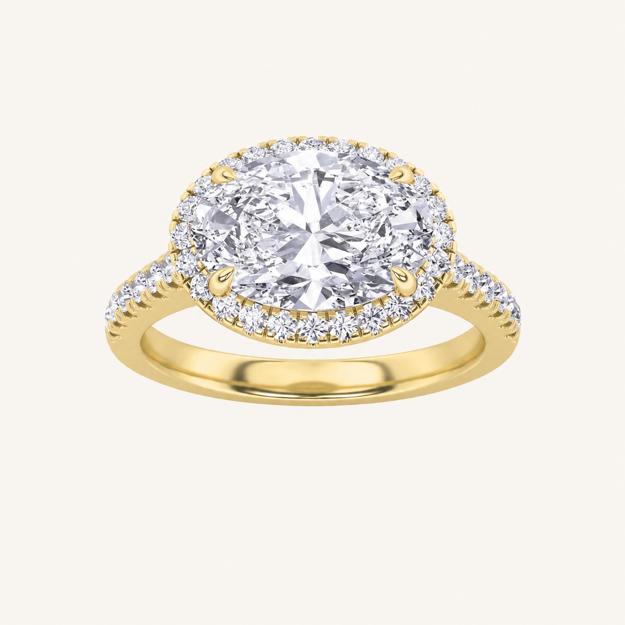 2CT Oval Cut Lab Grown Diamond Halo Ring