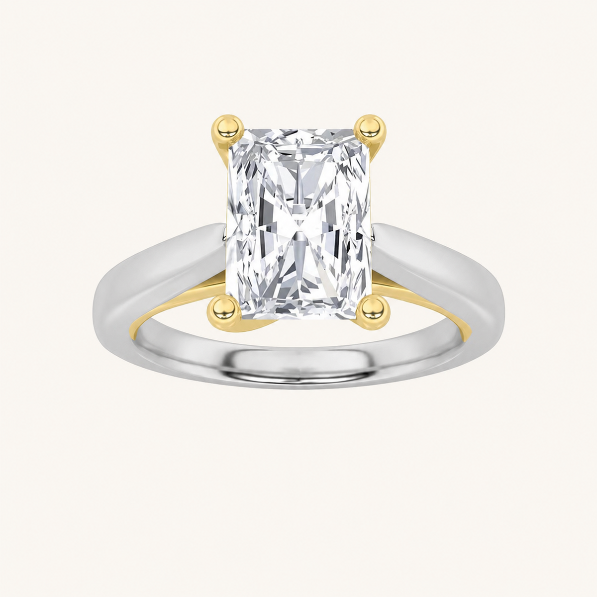 1CT Radiant Cut Lab Grown Diamond Engagement Ring