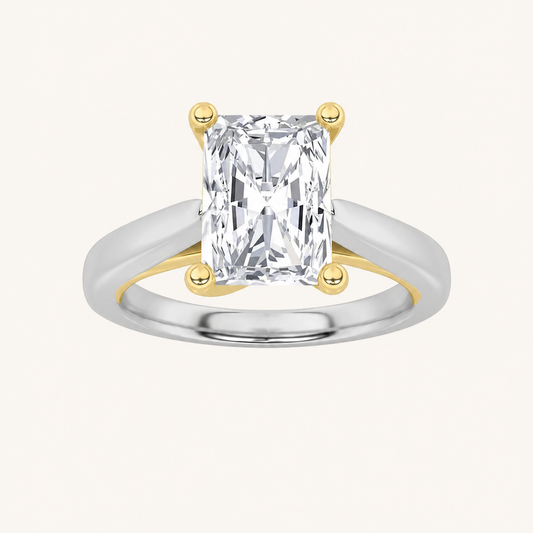 1CT Radiant Cut Lab Grown Diamond Engagement Ring