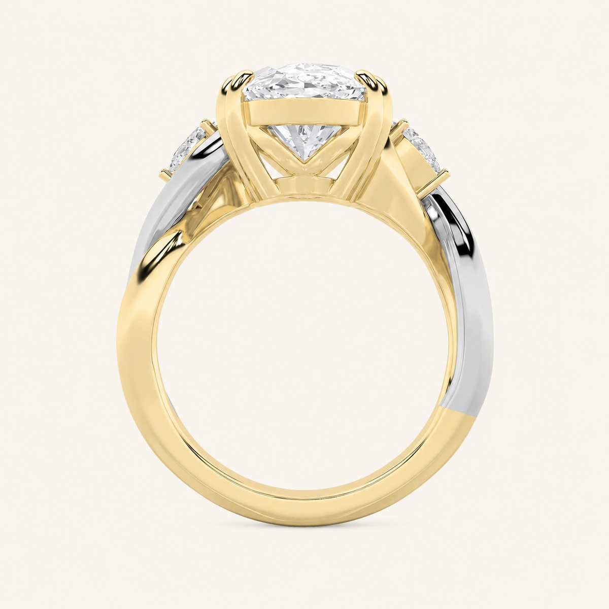6.25CT Oval Cut Lab Grown Diamond Bold Three Stone Engagement Ring