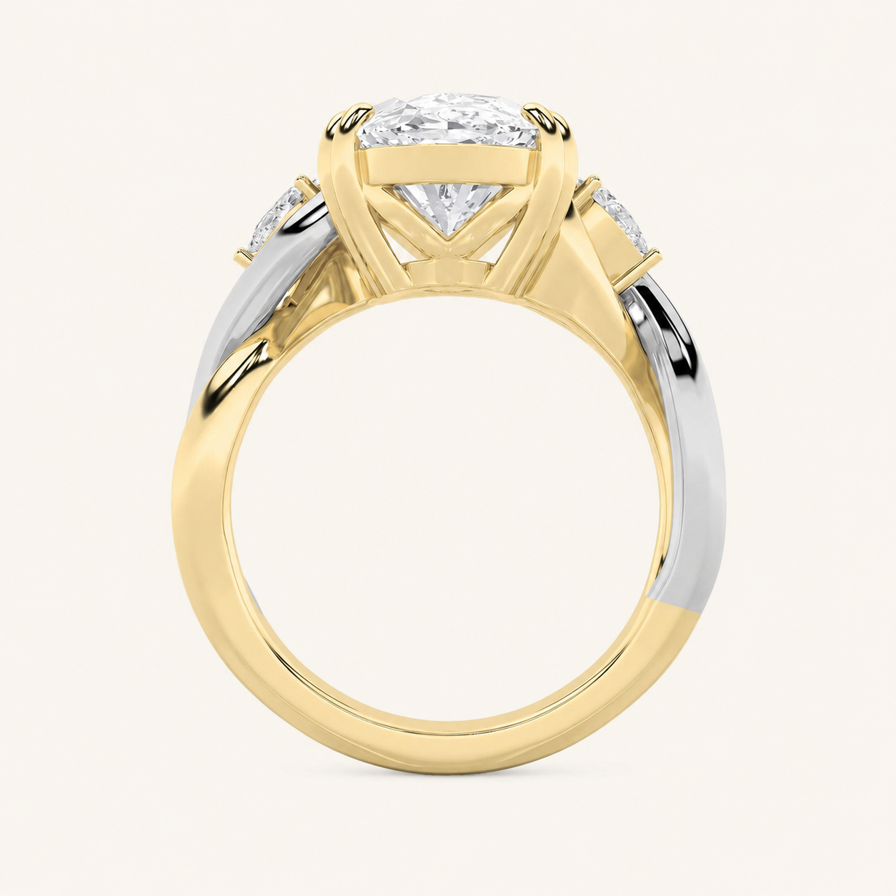 6.25CT Oval Cut Lab Grown Diamond Bold Three Stone Engagement Ring