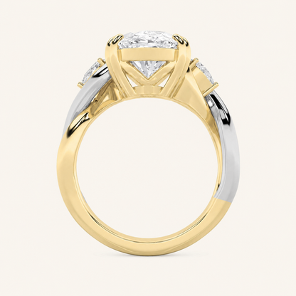 6.25CT Oval Cut Lab Grown Diamond Bold Three Stone Engagement Ring