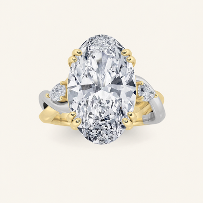 6.25CT Oval Cut Lab Grown Diamond Bold Three Stone Engagement Ring