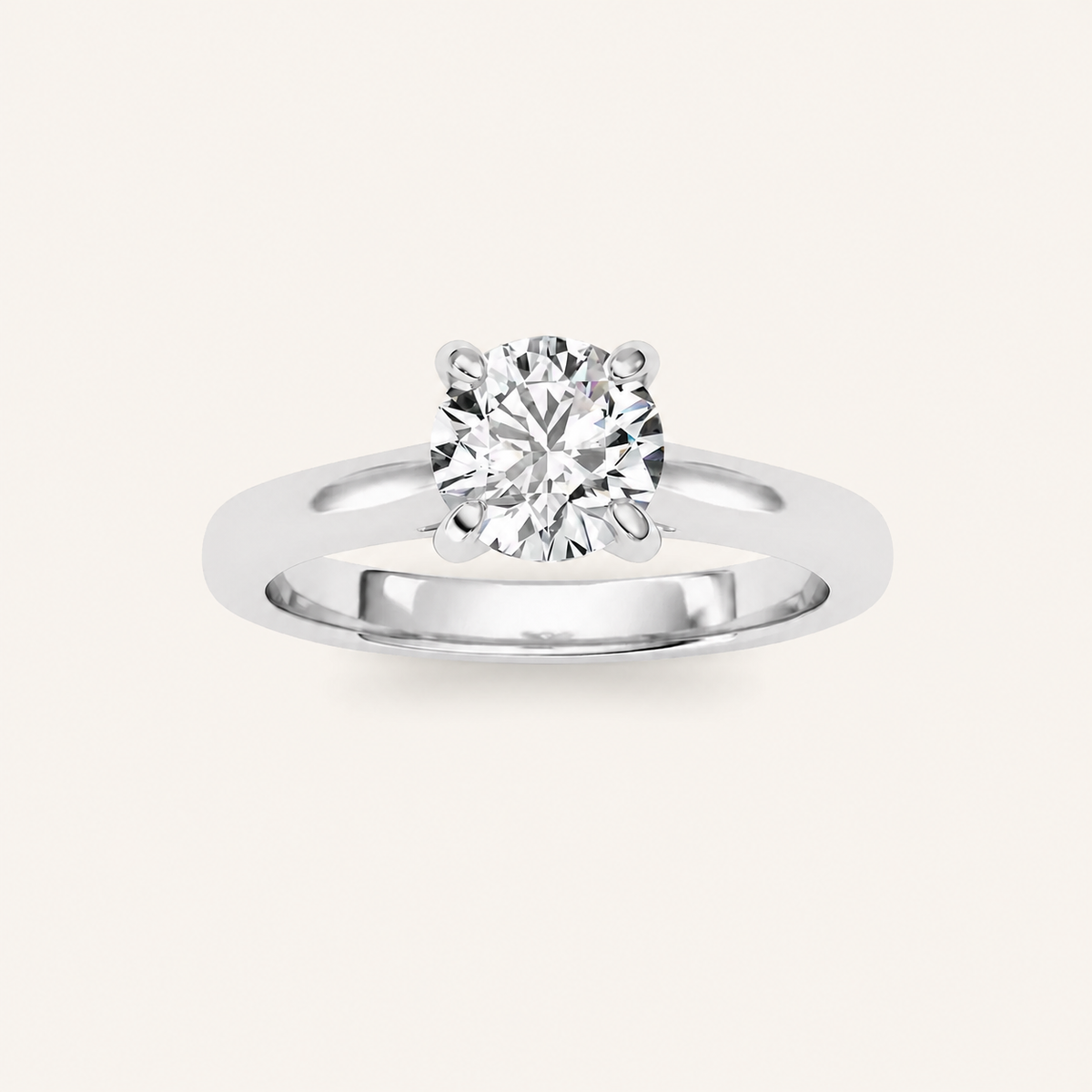 0.75CT Round Cut Lab Grown Diamond Classic Solitaire Engagement Ring