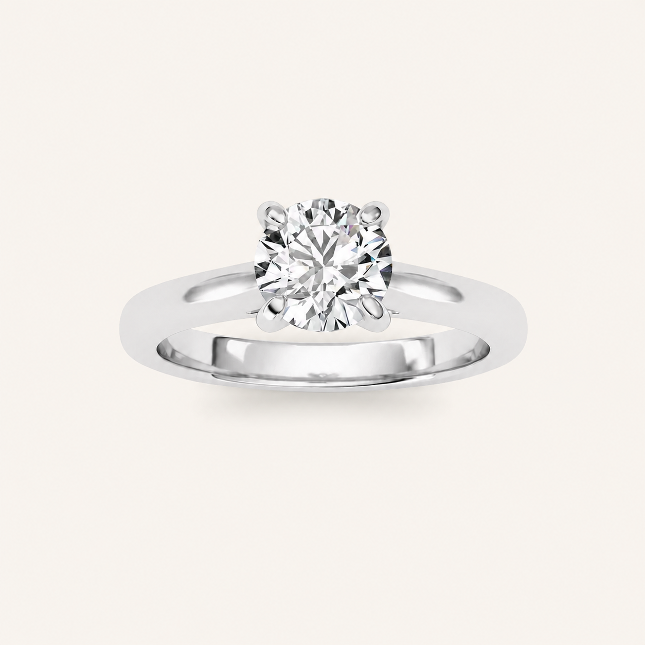 0.75CT Round Cut Lab Grown Diamond Classic Solitaire Engagement Ring